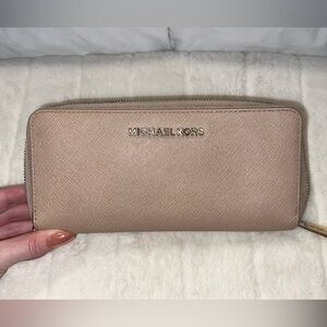 Michael Kors Beige Zip-Around Wallet